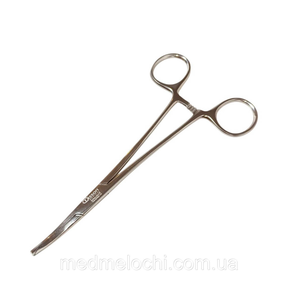 Затискач гемостатичний Halsted Mosquito, зігнутий, зубчики 1:2 Tisson Medical. Довжина 14 см