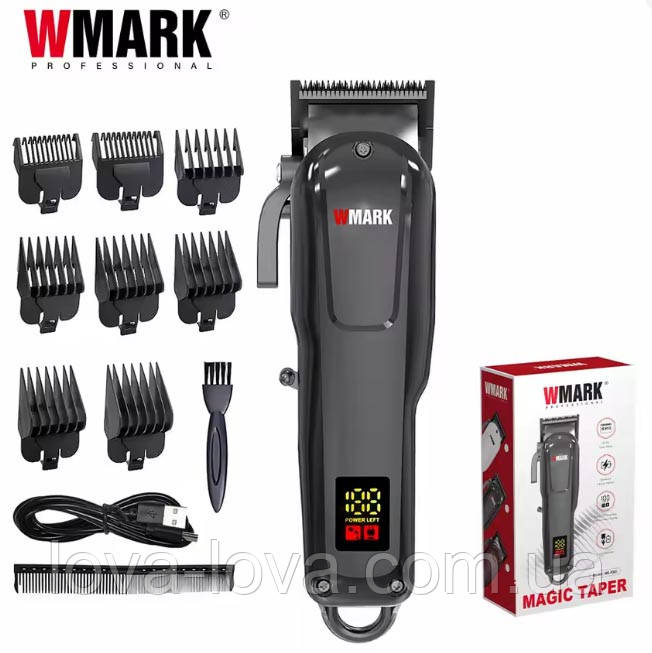 Професійна бездротова машинка для стриження волосся WMARK NG-1001 з насадками 1.5-19 мм Чорна