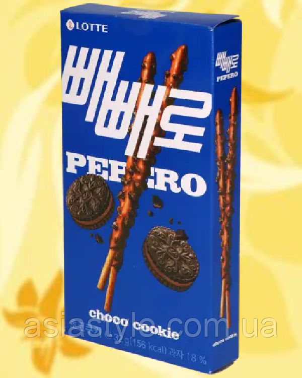 Соломка з шоколадного печіва, Соломка із шоколадного печива, Choco Cookie Sticks, Pepero, Lotte, 39 г, Корея, ВО