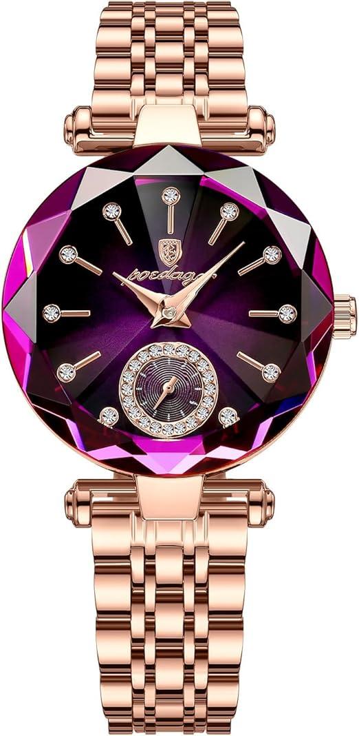 Жіночий годинник Poedagar Violet з фіолетовим циферблатом та камінням