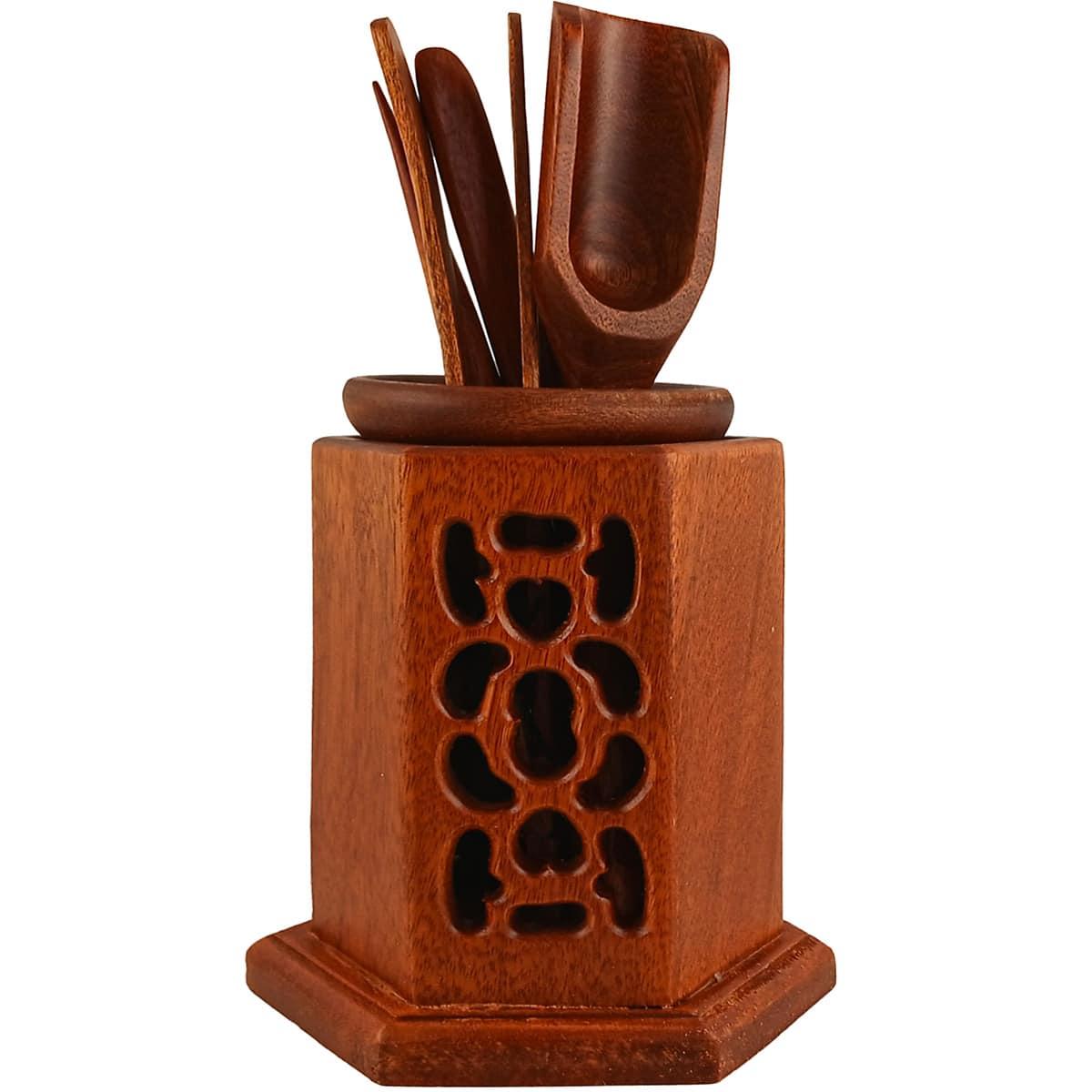 Набір чайного приладдя бамбуковий Каштановий