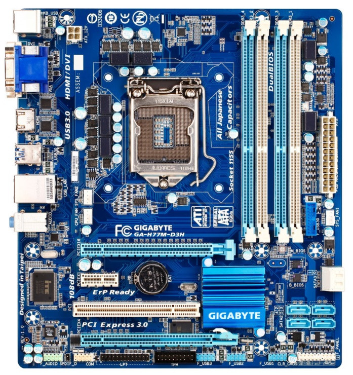 ПЛАТА LGA1155 GIGABYTE GA-H77M-D3H! УЦІНКА - ПРАЦЮЄ ТІЛЬКИ на ВБУДОВАНОМУ ВІДЕО HDMI, DVI, VGA!