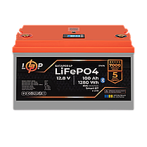 Акумулятор LP LiFePO4 12,8V - 100 Ah (1280Wh) (BMS 100A/50А) пластик LCD Smart BT, фото 2