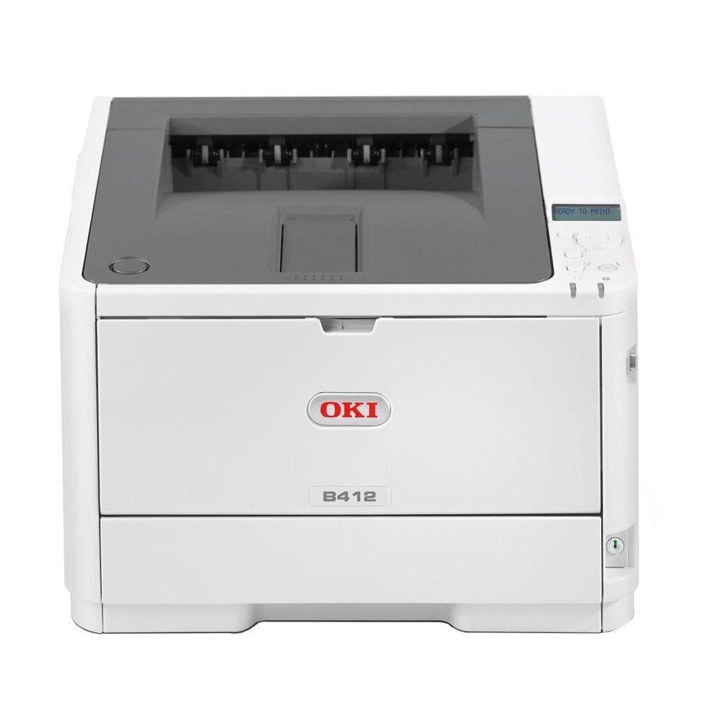 Принтер OKI B412dn / Лазерний монохромний друк / 1200 x 1200 dpi / A4 / 33 стор/хв / USB 2.0, Ethernet / Duplex
