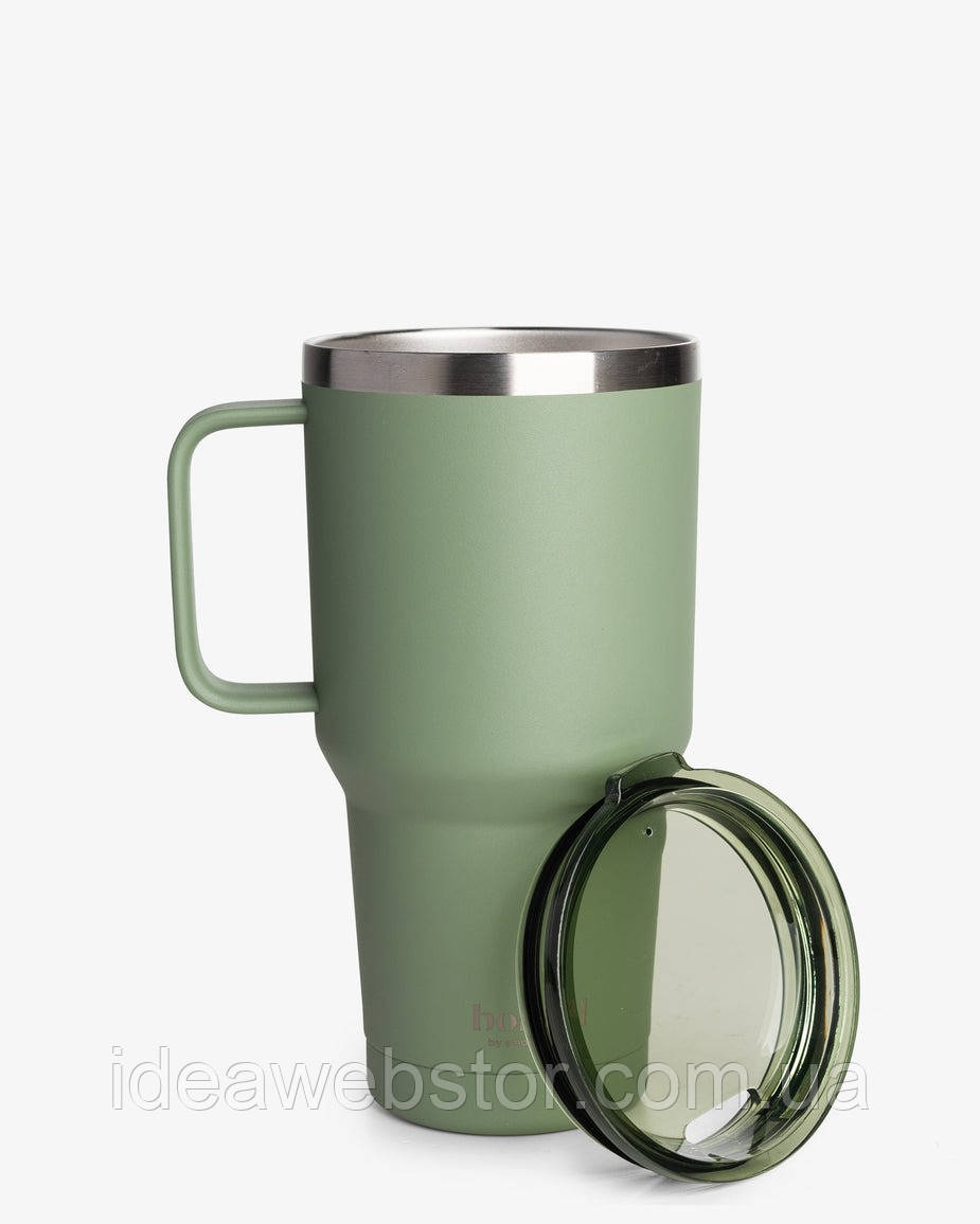 Термостакан (ізольована чашка) Bohtal з ручкою з нержавіючої сталі Tumbler Green 900 ml
