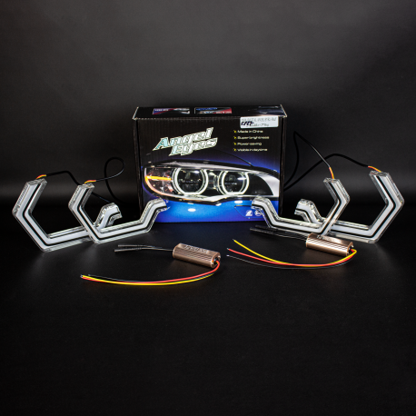 Ангельські очі BMW (E53,E70,F15,G05,F25,F26) CRYSTAL ICONIC2 (Білий+Жовтий), фото 1