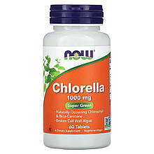 Хлорела, Chlorella, NOW Foods, 1000 мг, 60 таблеток