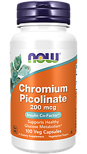 Хром піколінат, Chromium Picolinate, Now Foods, 200 мкг, 100 вегетаріанських капсул