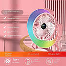 Мінівентилятор USB настільний на акумуляторі з RGB-підсвіткою Fan F13, безшумний портативний, фото 2