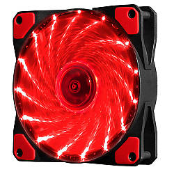 Кулер корпусний 12025 DC sleeve fan 3pin + 2pin - 120 * 120 * 25мм, 12V, 1100об / хв, 15LED, Red