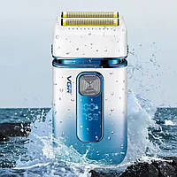 Електробритва VGR V-362 Біло-блакитний, шейвер для гоління — акумуляторна бритва для обличчя (тример)