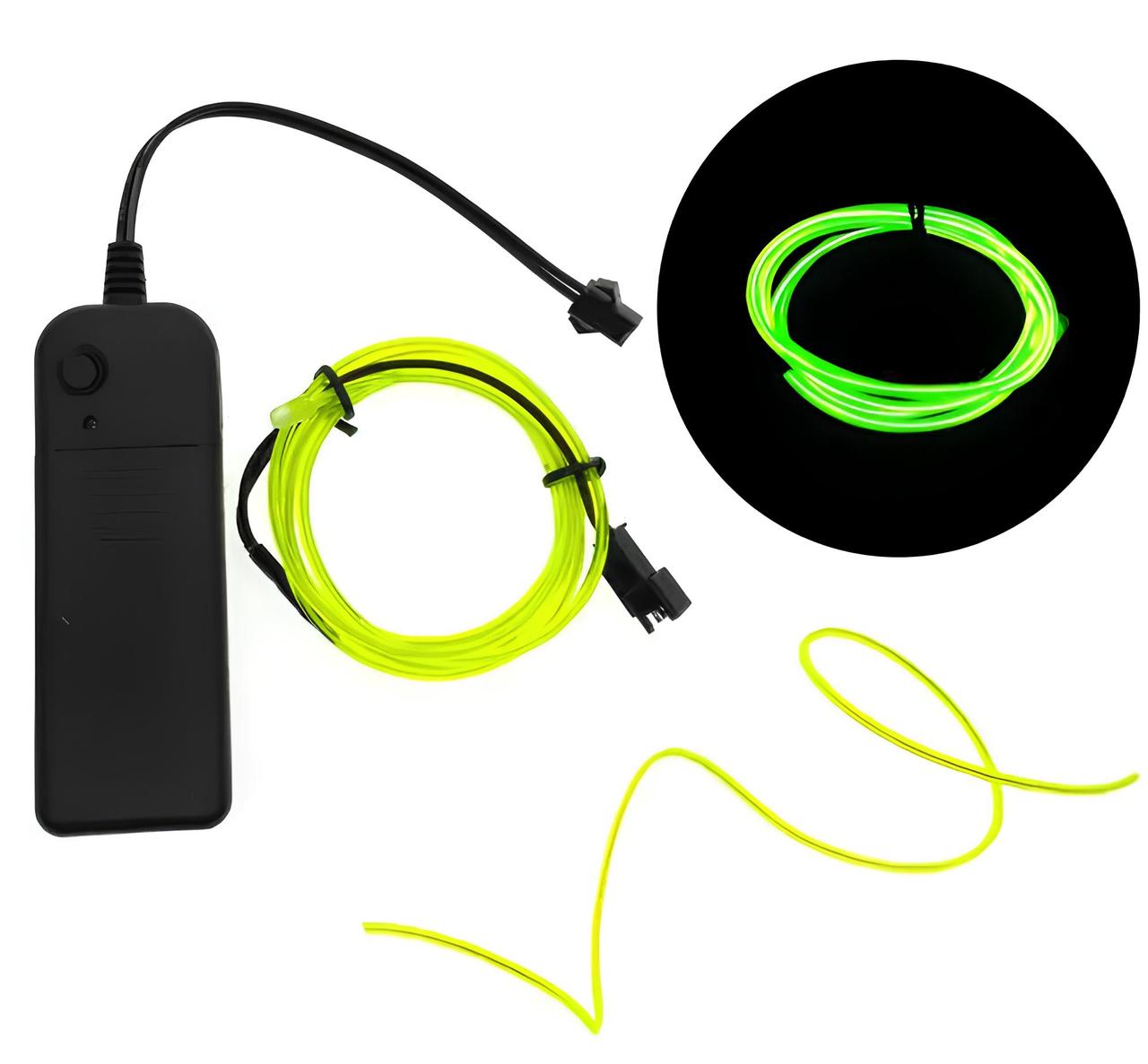 Світлодіодна стрічка RESTEQ зелена 3 м LED неоновий шнур провід з контролером для костюмів декору вечірок