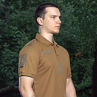 Армійська футболка Поло койот CoolPass з велкро липучками для шевронів ЗСУ та НГУ