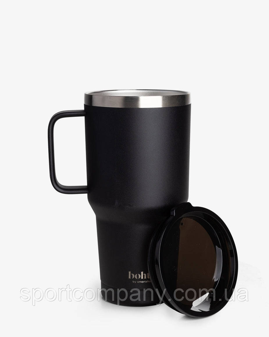 Термостакан (ізольована чашка) Bohtal з ручкою з нержавіючої сталі Tumbler Black 900 ml