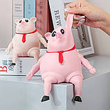Антистрес іграшка сквіш Свиня 22 см, Pink Pig BIG / Еластична іграшка свинка / Дитяча іграшка антистрес, фото 3