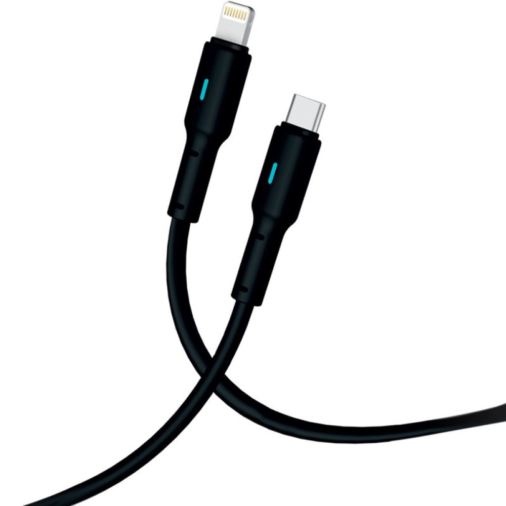 Кабель USB Gelius Lumin Lamp GP-UC100 Type-C to Lightning 2m (30W), Black, фото 1