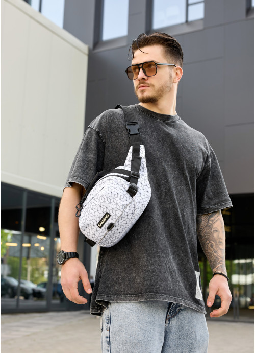 Сумка через плече бананка Sambag Flex Pro принт "Square", фото 1