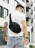 Сумка через плече бананка Sambag Flex чорна тканева, фото 3