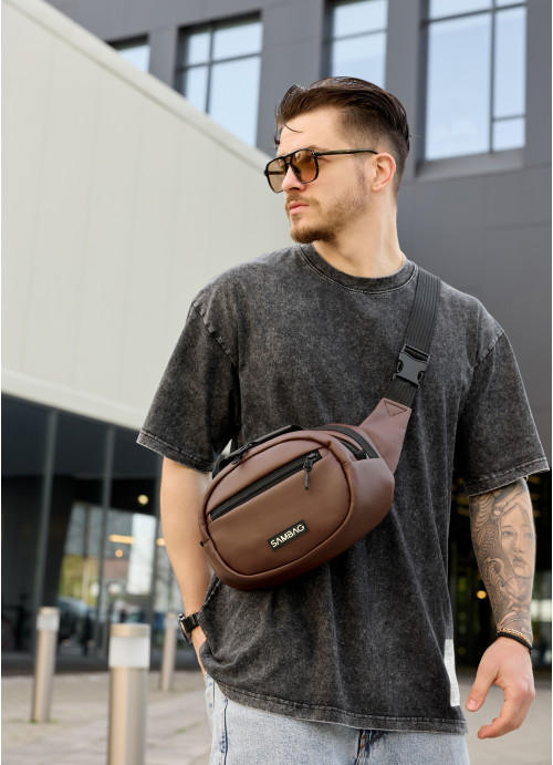 Сумка через плече бананка Sambag Flex шоколад, фото 1