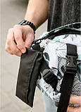 Велика чоловіча поясна сумка бананка Sambag DynamicDart тканева принт "Leaves", фото 9