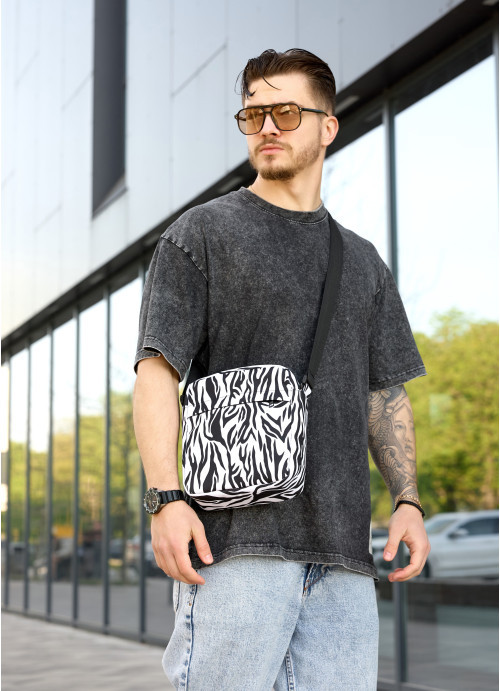 Чоловіча сумка через плече месенджер Sambag Makros принт "Zebra", фото 1
