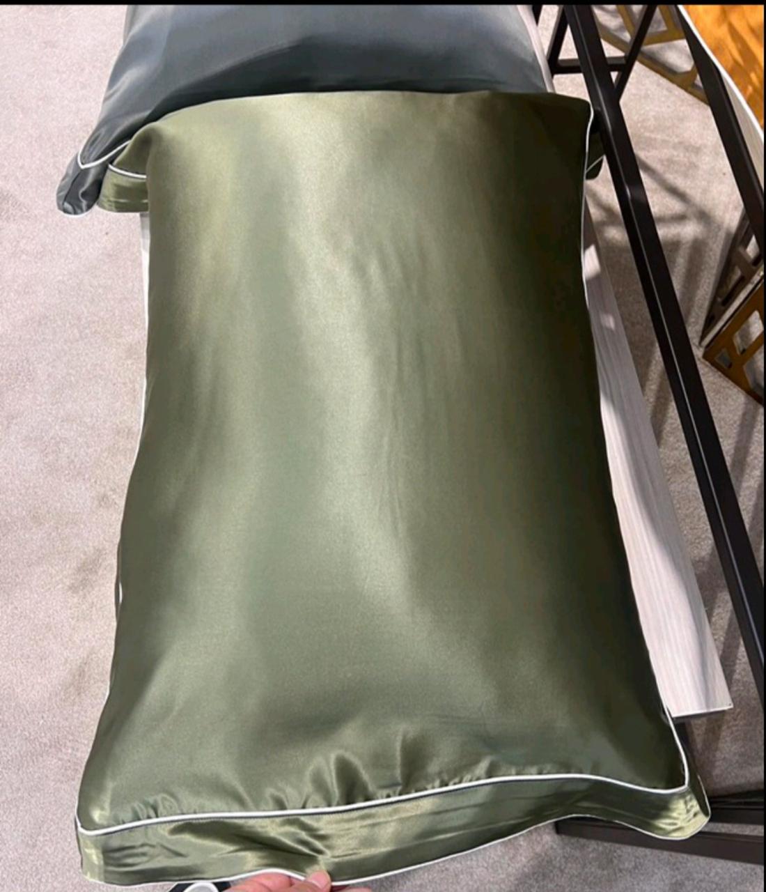 Двоспальний Євро комплект Sarev Clio Yeşil Шовковий Атлас (на замовлення), фото 1