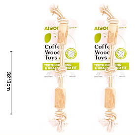 Іграшка для собак Aidog, двосекційна мотузка з дерев'яними вставками 32*3см