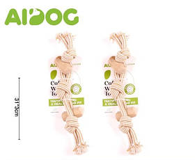 Іграшка для тварин Aidog, "Тривузловий канат" , аромат кави, 31х3см