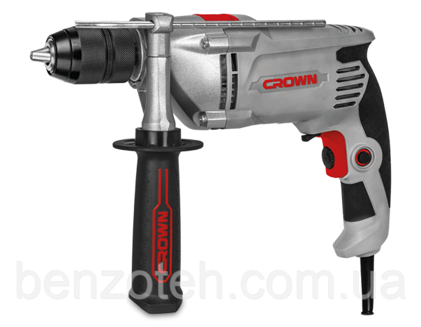 Дриль ударний CROWN CT10130C з металевим швидкозатискним патроном, фото 1