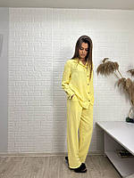 Літній жіночий костюм рубашка, штани та шорти у жовтому кольорі