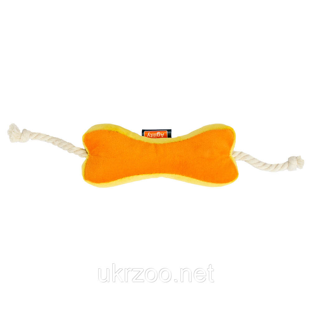 Іграшка "AGILITY" для собак м''яка кісточка на бавовняному білому канаті, 16 см, фото 1