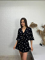 Комплект штапель - льон у чорному кольорі