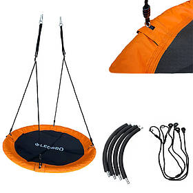 Садова підвісна гойдалка LEOBRO 120 см (помаранчева) для дітей та дорослих, до 150 кг