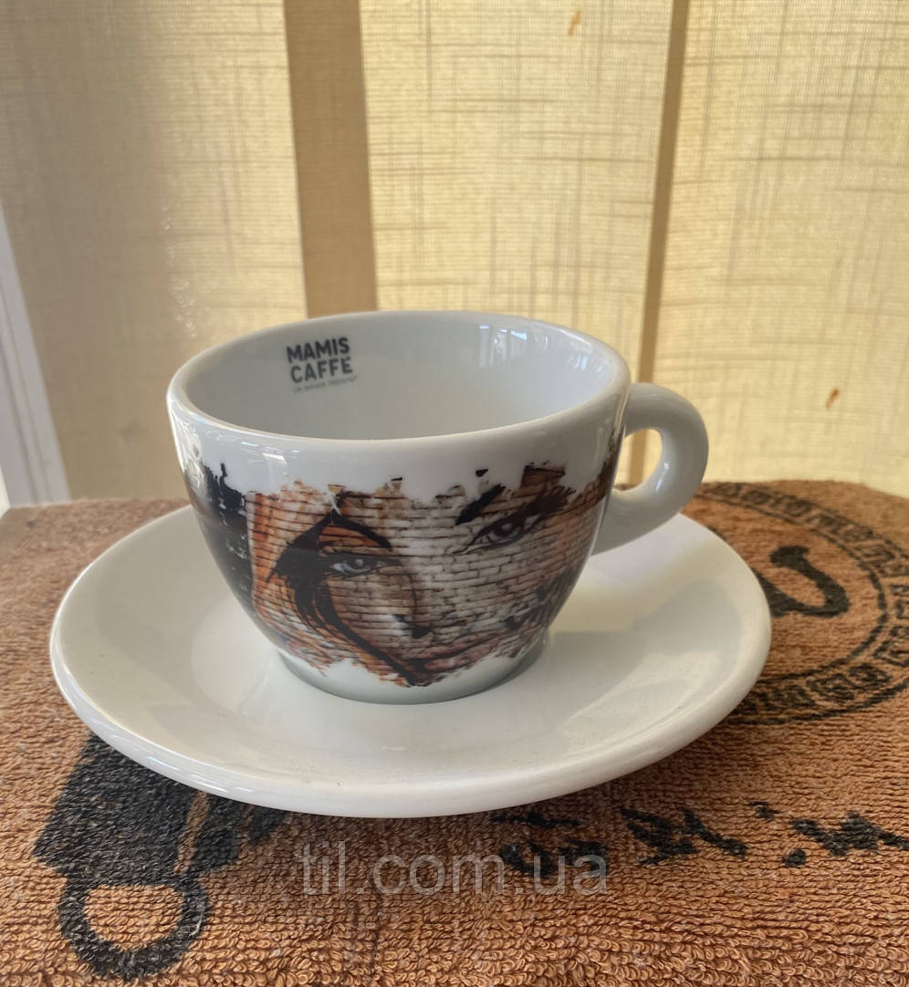 Чашка з блюдцем капучіно кераміка Mamis caffe 150 мл (Італія)
