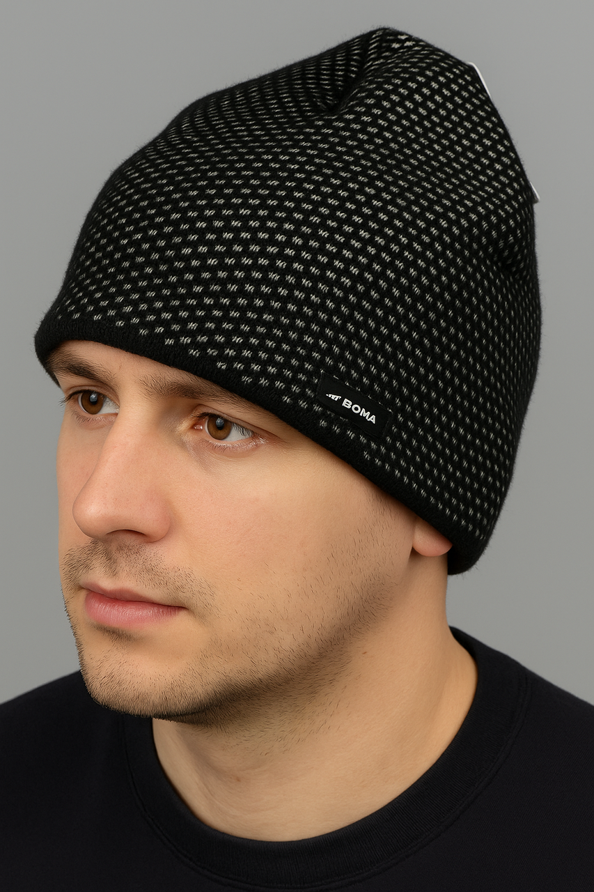 Шапка чоловіча чорна унисекс підліткова Bona 1823 B Бона, фото 1