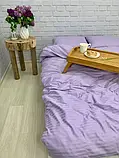 Двуспальний комплект постільної білизни Страйп Сатин LUX 180*220 Лаванда, фото 4