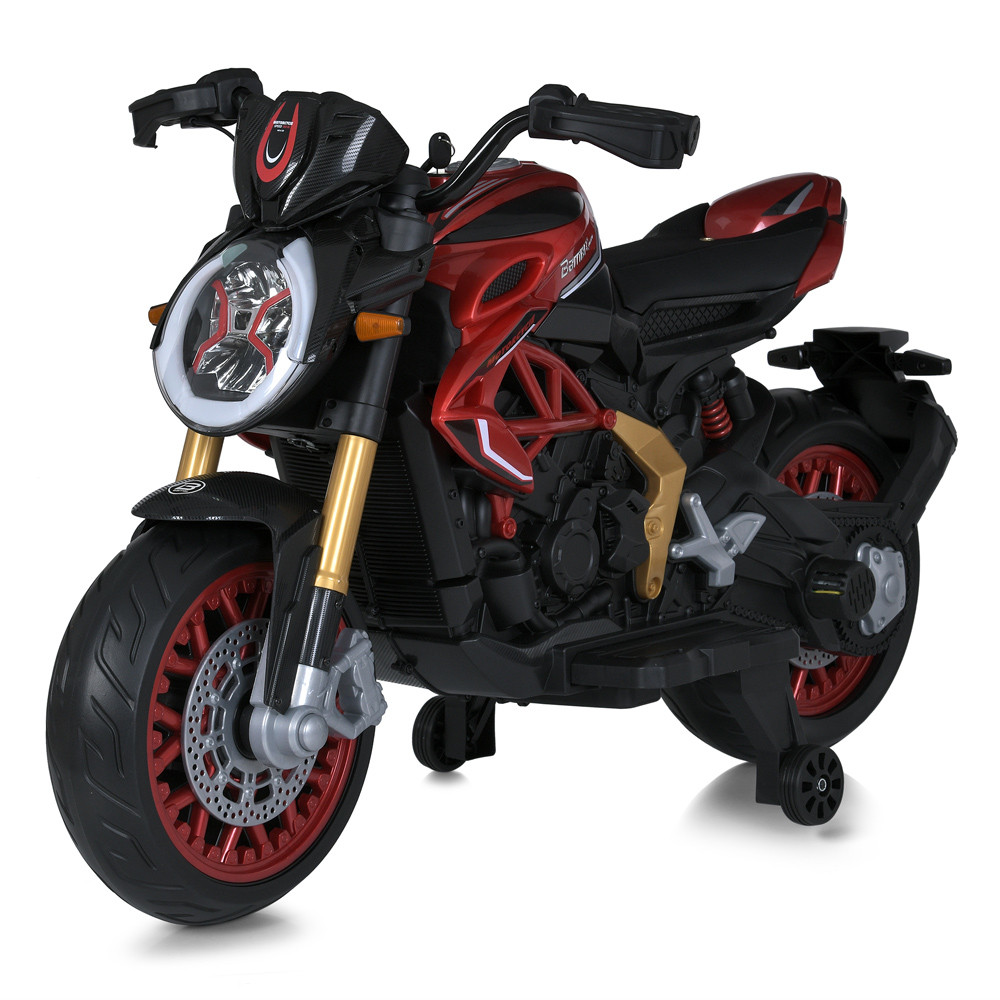 Мотоцикл M 5827EL-3 (1шт) 1*12V12AH, 2*45W, MP3, TF, USB, BLUETOOTH, EVA, шкіра, музика, світло, червоний