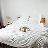 Сімейний комплект постільної білизни Страйп Сатин LUX Білий, фото 5