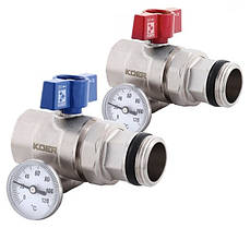 Крани для колектора з термометром прямі 1"