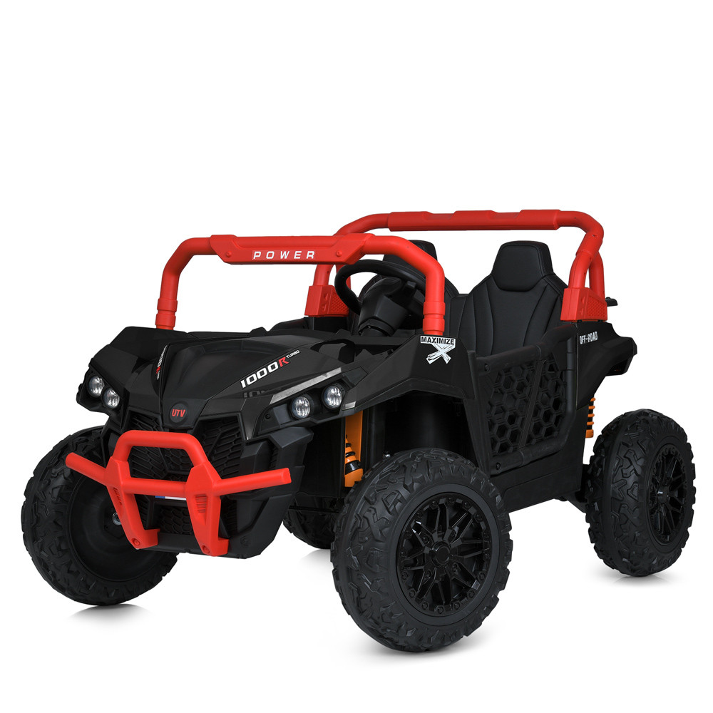 Джип M 5911EBLR-3-2(24V) (1шт) 1*12V7AH, 2*150W, шкіра, TF, муз, світло, MP3, USB, TF, APP, черв.-чорний