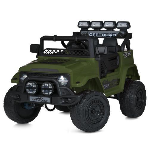 Джип JJ2122EBLR-10 (1шт) р/к 2,4G, 2*25W/2*35W , 1*12V9AH, EVA, шкіра, темно-зелений