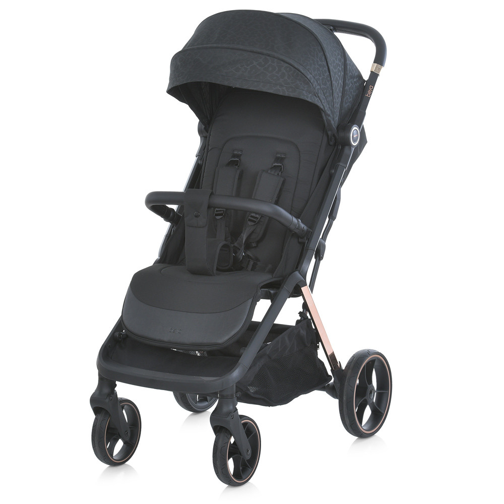 Коляска дитяча ME 1127-G BEYA Black Leo (1шт) прогулянкова, до 22 кг, PU колеса 17,5 / 22,5 см, чохол, чорний