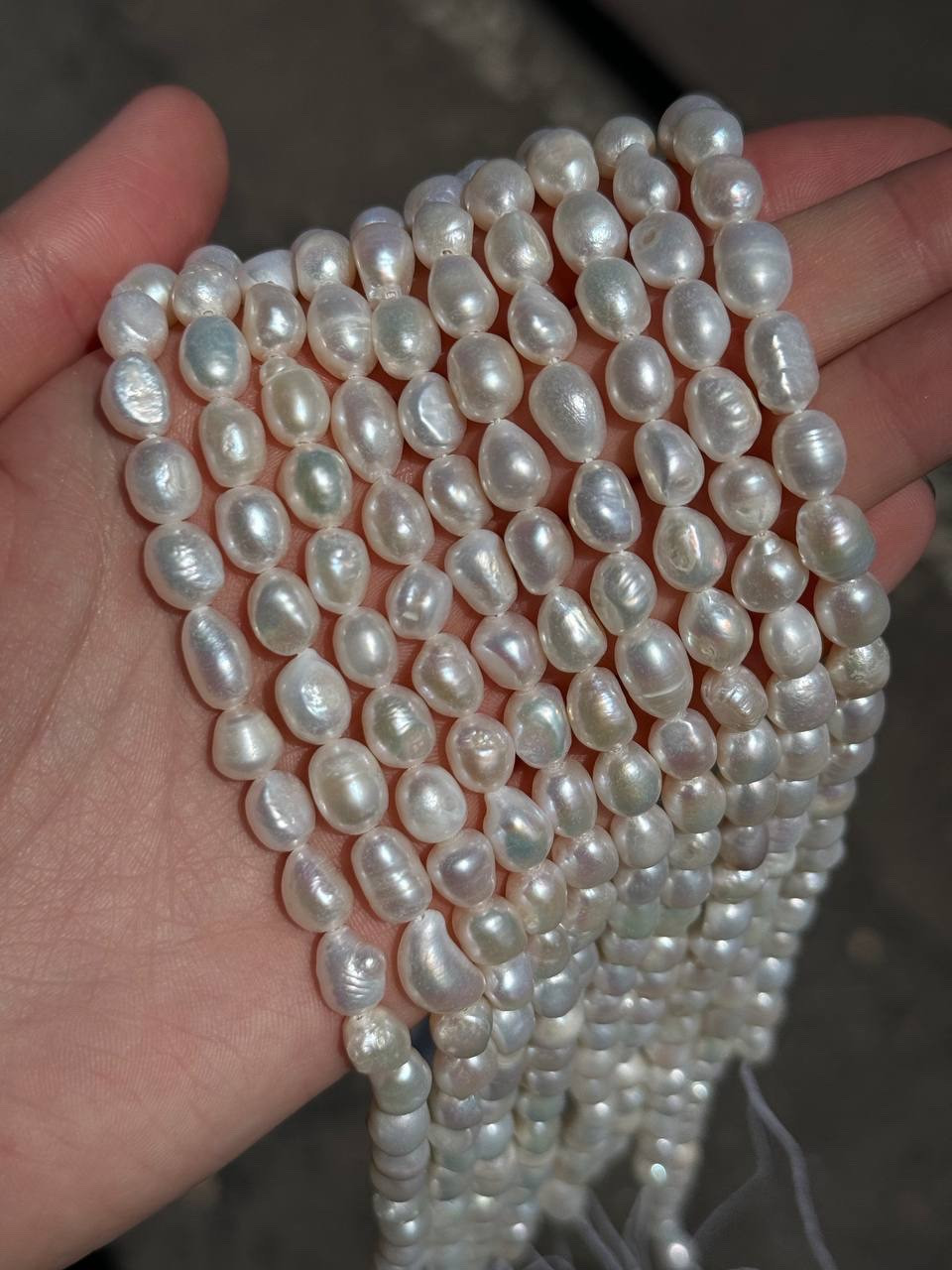 Натуральний Перли довжина нитки 36 см, 7-9 мм