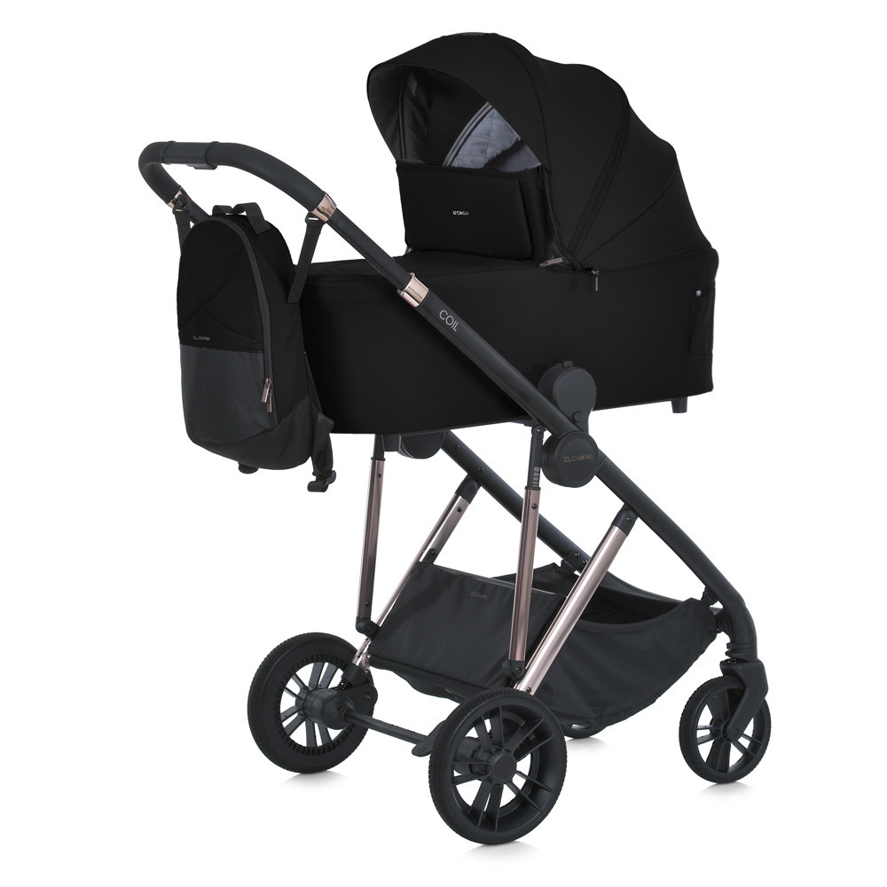 Коляска універсальна 2в1 ME 1190 COIL Jet Black (1шт) люлька+прогул. блок, рюкзак, дощовик, моск.сітка,