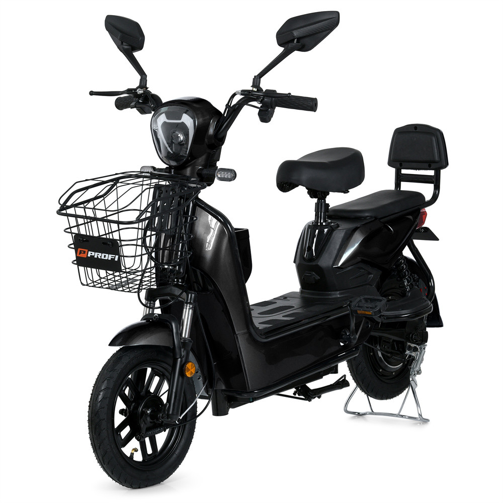 Електроскутер MES 1022-1 YOSHI/BAT (1шт) мот350W,бат48V20AH,14-250 АП БК шини,світ, шкір.сид.,кошик,чорний