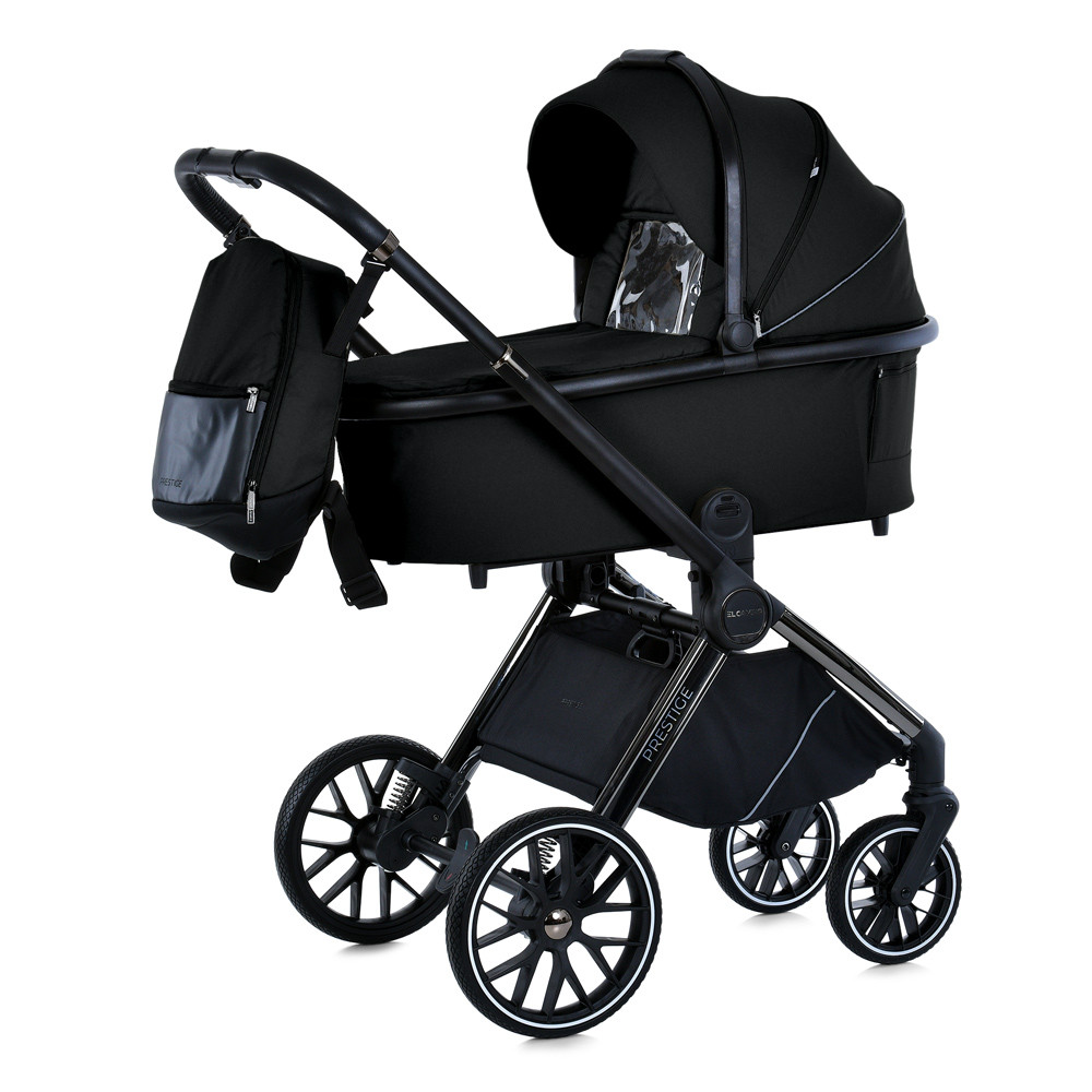 Коляска універсальна 2в1 ME 1124-2 PRESTIGE Black (1шт) люлька+прогул.блок,хром.рама, 2 дощовика,, фото 1