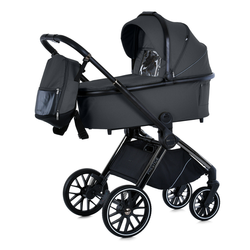 Коляска універсальна 2в1 ME 1124-2 PRESTIGE Magnet Gray (1шт) люлька+прогул.блок,хром.рама, 2 дощовика,