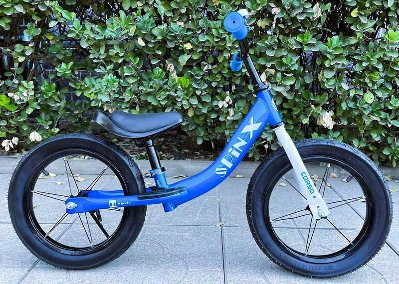 Велобіг "CORSO Spin-X" сталева рама, колесо 14", надувні колеса, підніжка, підставка для ніг, дзвіно