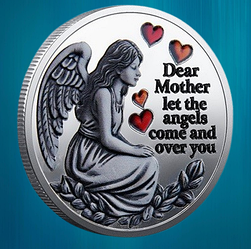Сувенірна пам'ятна монета удачі та везіння "Ангел материнського кохання". Сильвер