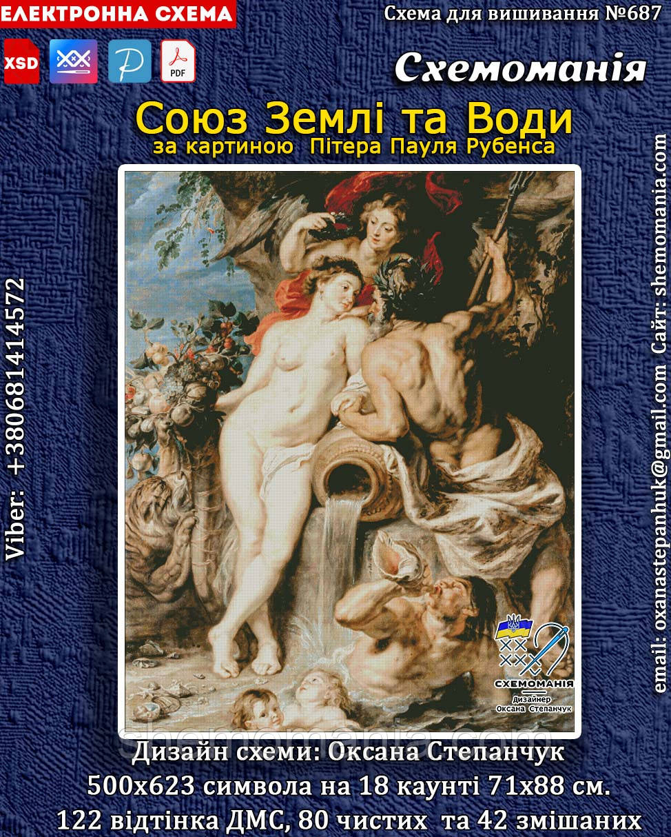 (Електронна)Схема для вишивання хрестиком або петитом: "Союз землі і води", фото 1